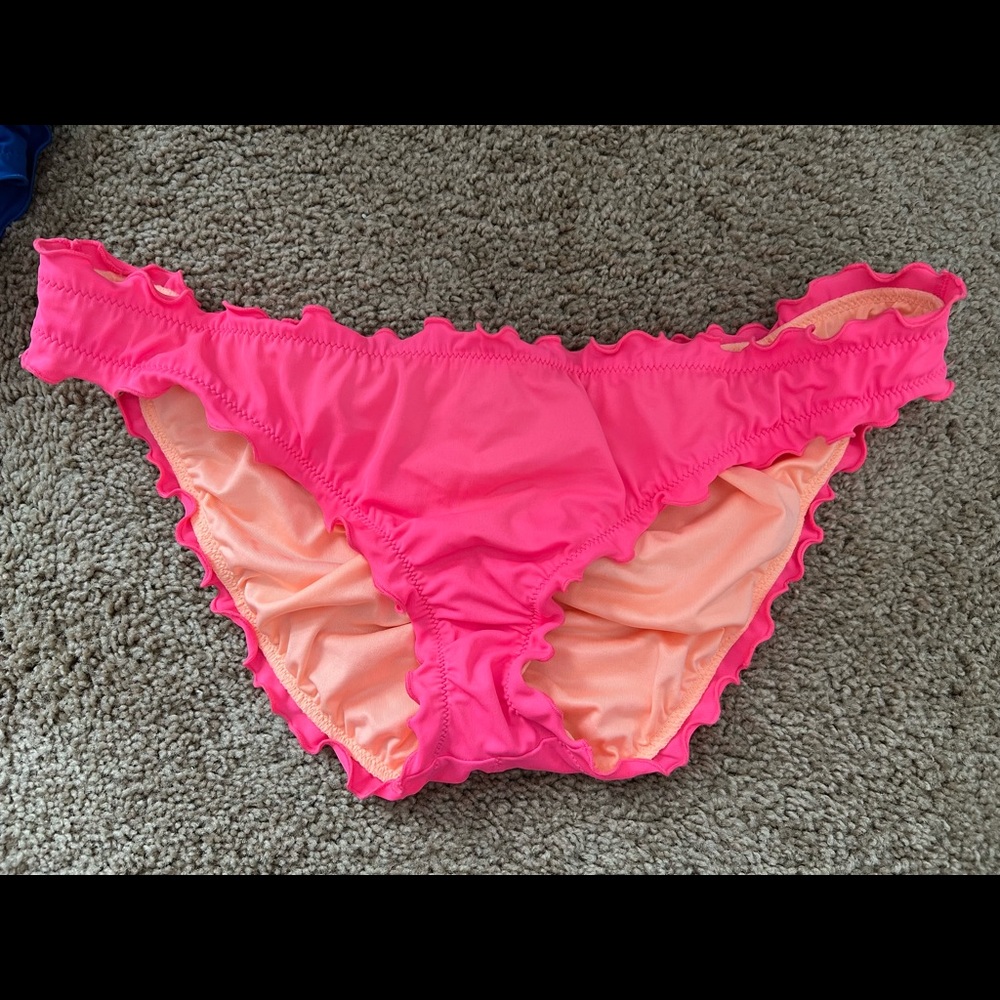 VS neon pink ruffle cheeky bikini bottoms